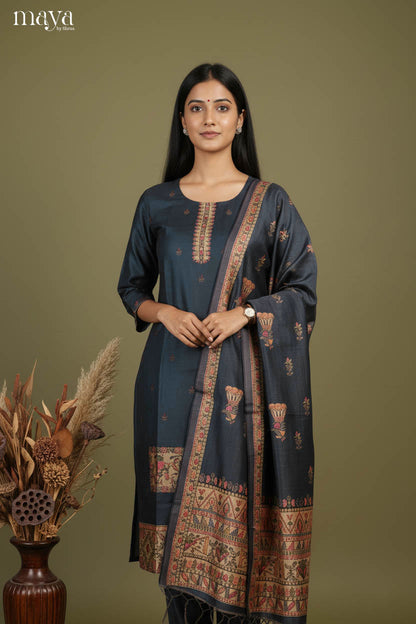 Navy Blue Readymade Salwar with Printed Design-mdj07063