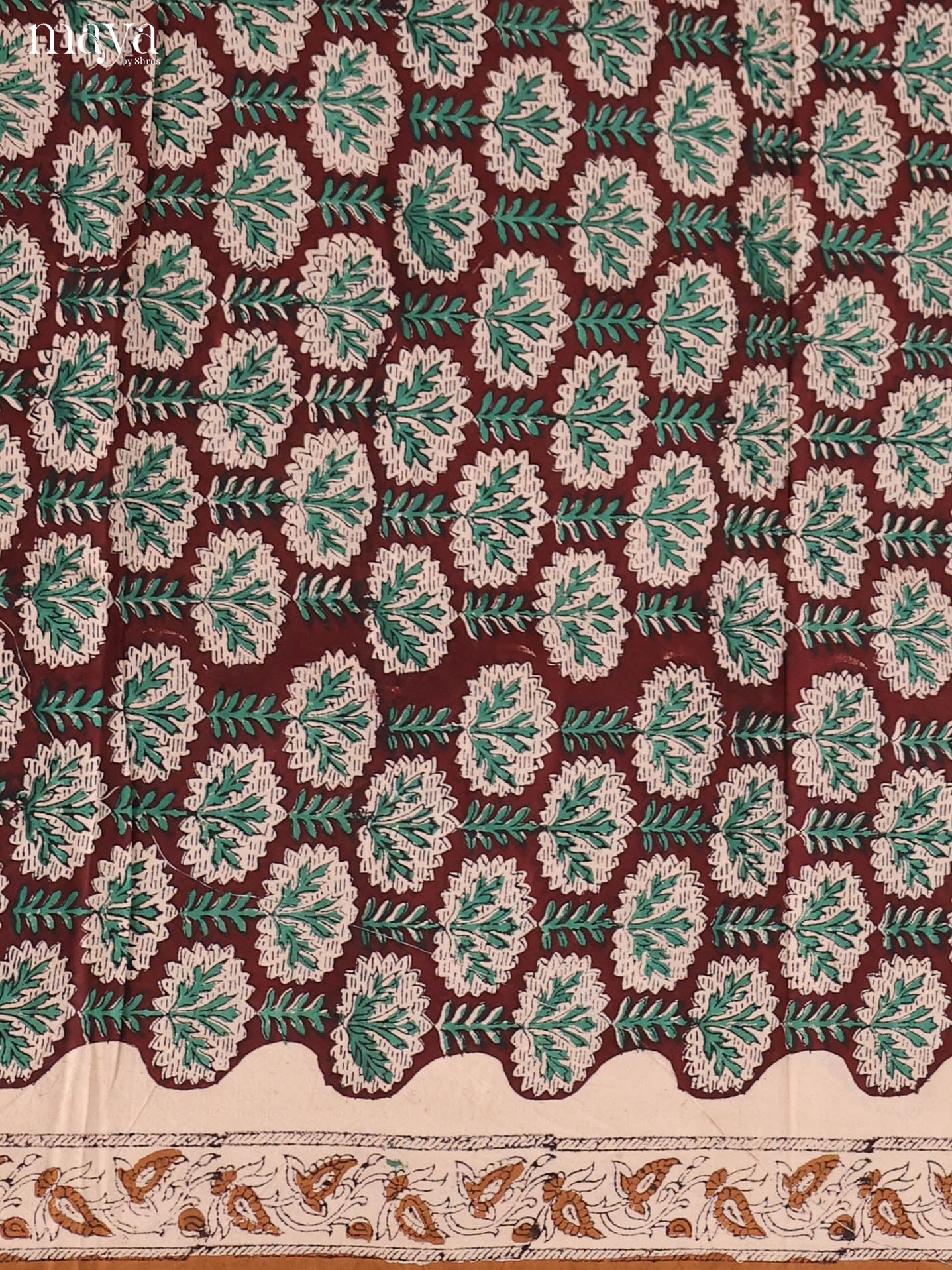 Pretty Brown & Green Floral Printed Cotton Salwar Set