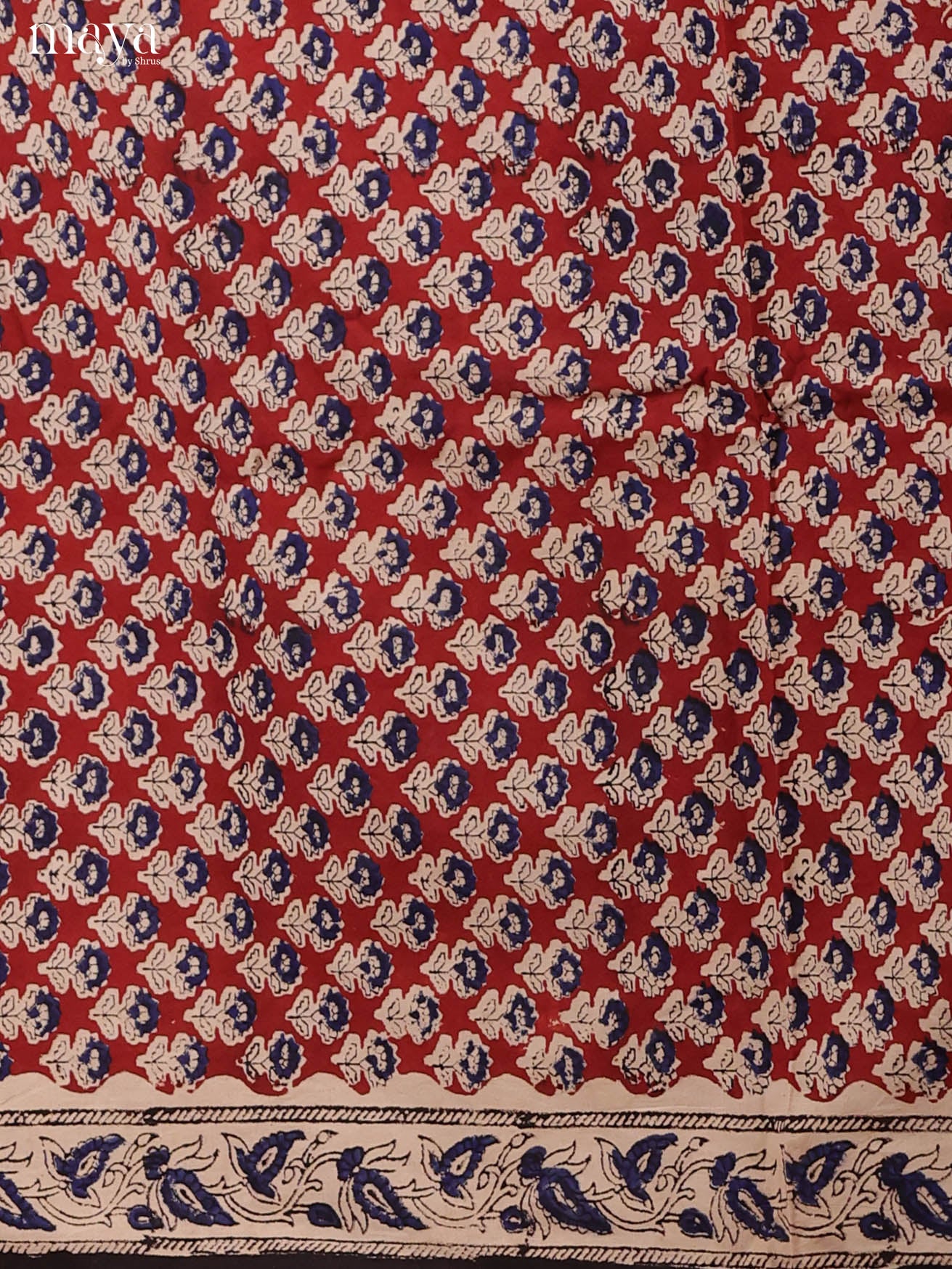 Comfy Maroon Hand-Block Printed Cotton Suit Materials With Cream Dupatta