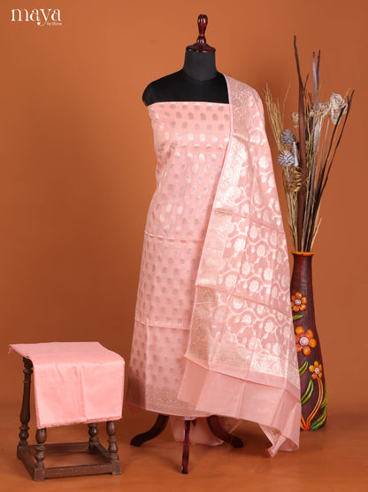 Ethnic Peach Thread Woven Semi Tussar Salwar Suit Material