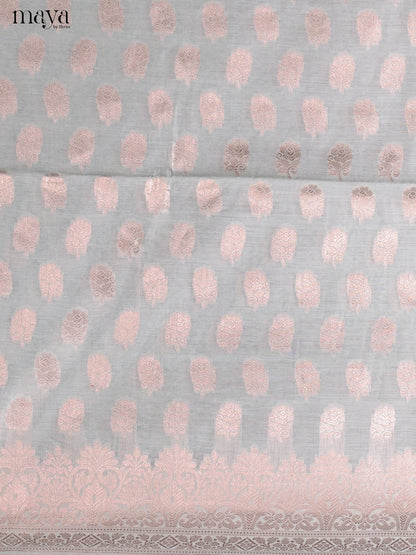 Exquisite Ice Blue Thread Woven Semi Tussar Salwar Suit Material