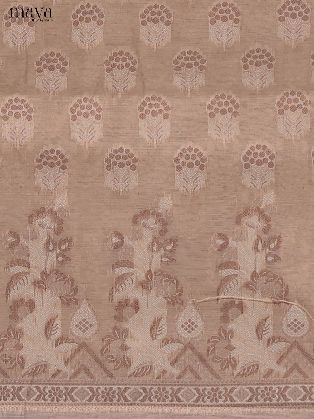 Earthy Beige Semi Tussar Salwar Suit Material With Thread Woven Buttas