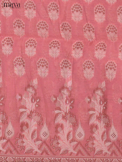 Vibrant Peach Semi Tussar Salwar Suit Material With Thread Woven Design