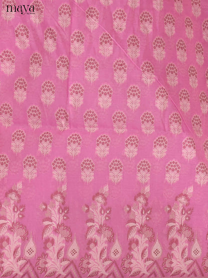 Chic Pink Semi Tussar Salwar Suit Material With Thread Woven Design