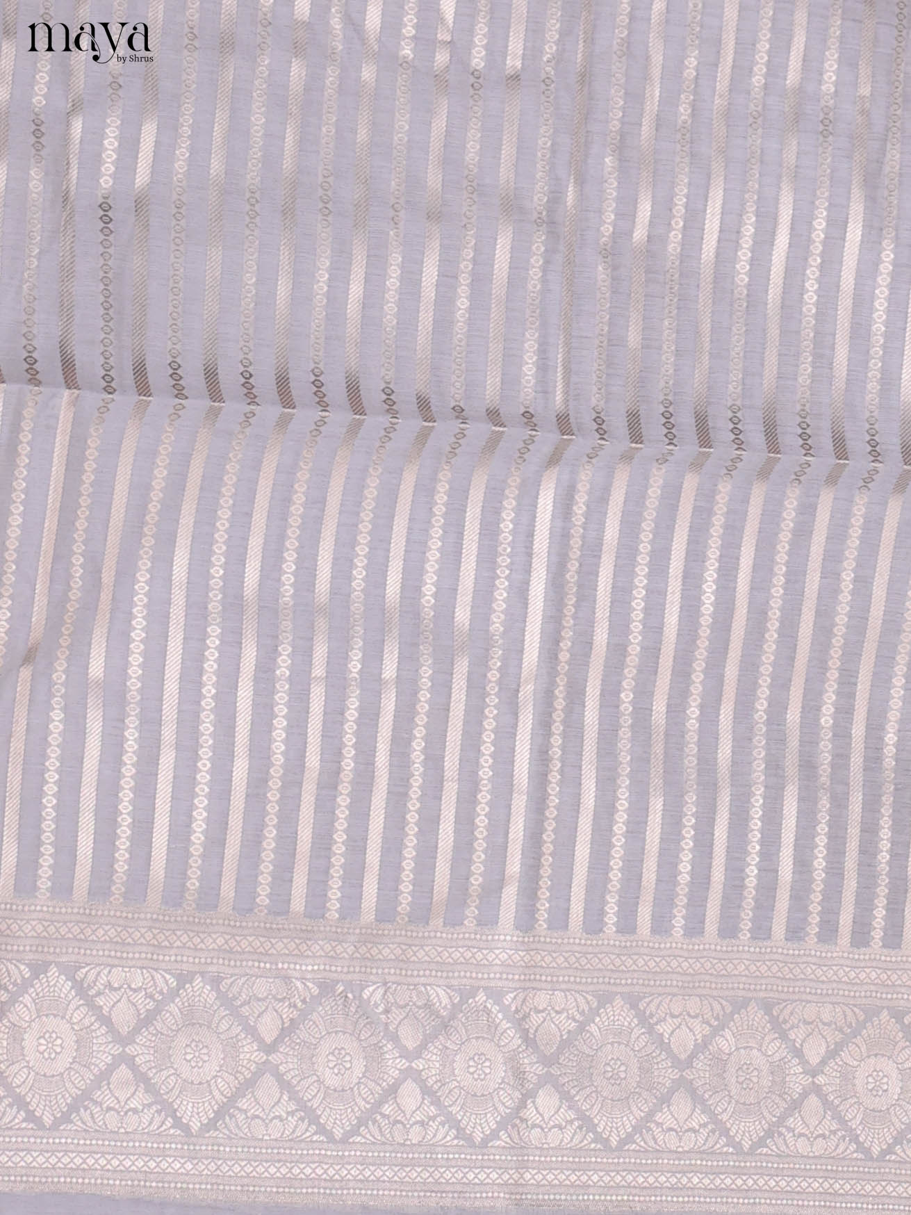 Charming Grey Semi Tussar Salwar Suit Material With Zari Stripes