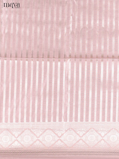 Mild Lavender Semi Tussar Salwar Suit Material With Zari Stripes