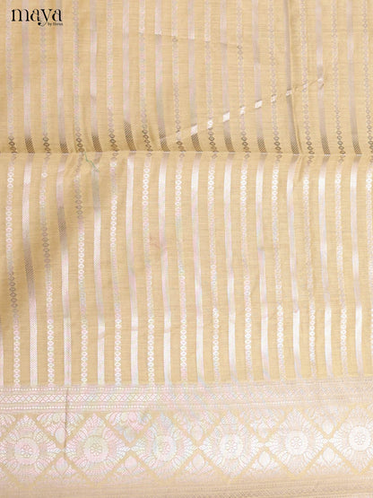 Chic Pastel Yellow Semi Tussar Salwar Suit Material With Zari Dupatta