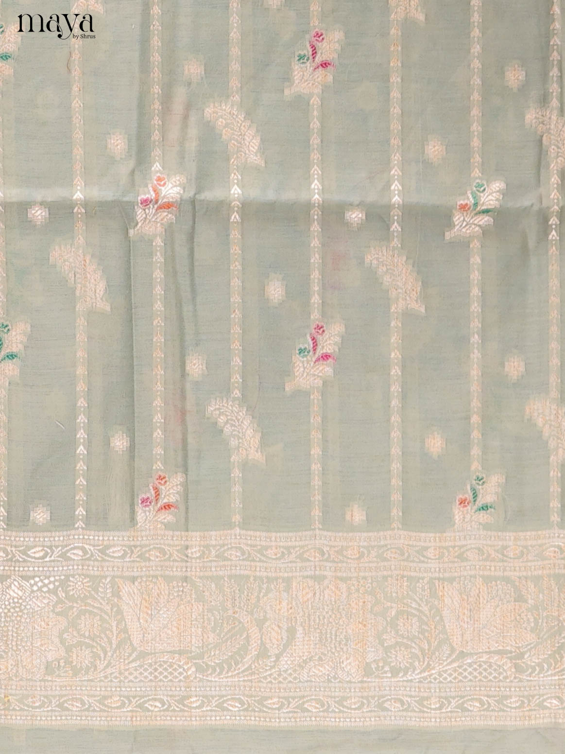Classy Sage Green Semi Tussar Salwar Suit Material With Zari Design
