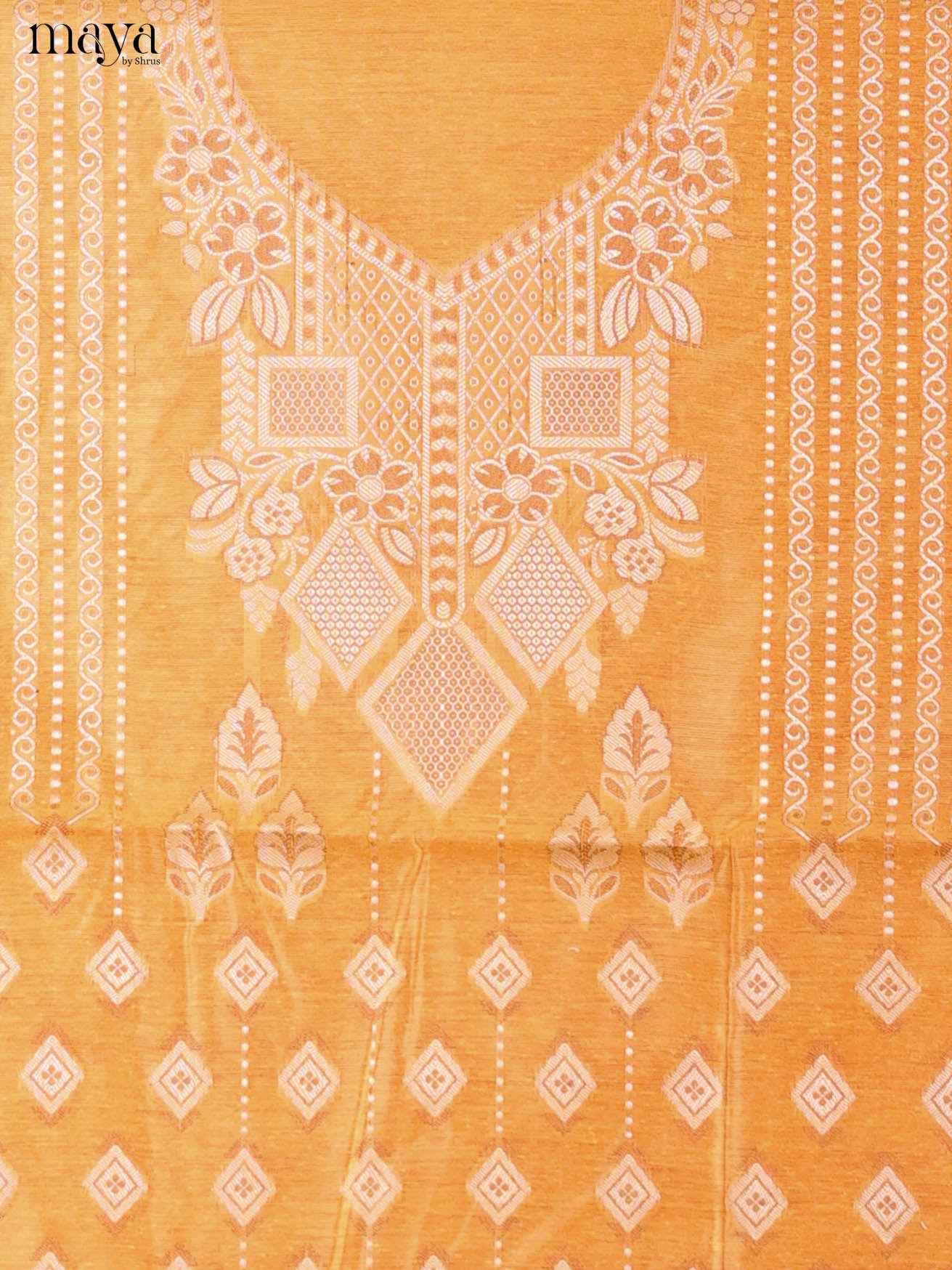 Gracefull Mambazha Yellow Semi Tussar Salwar Material With Thread Woven Design