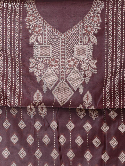 Classy Wine Semi Tussar Salwar Suit Material With Thread Woven Design