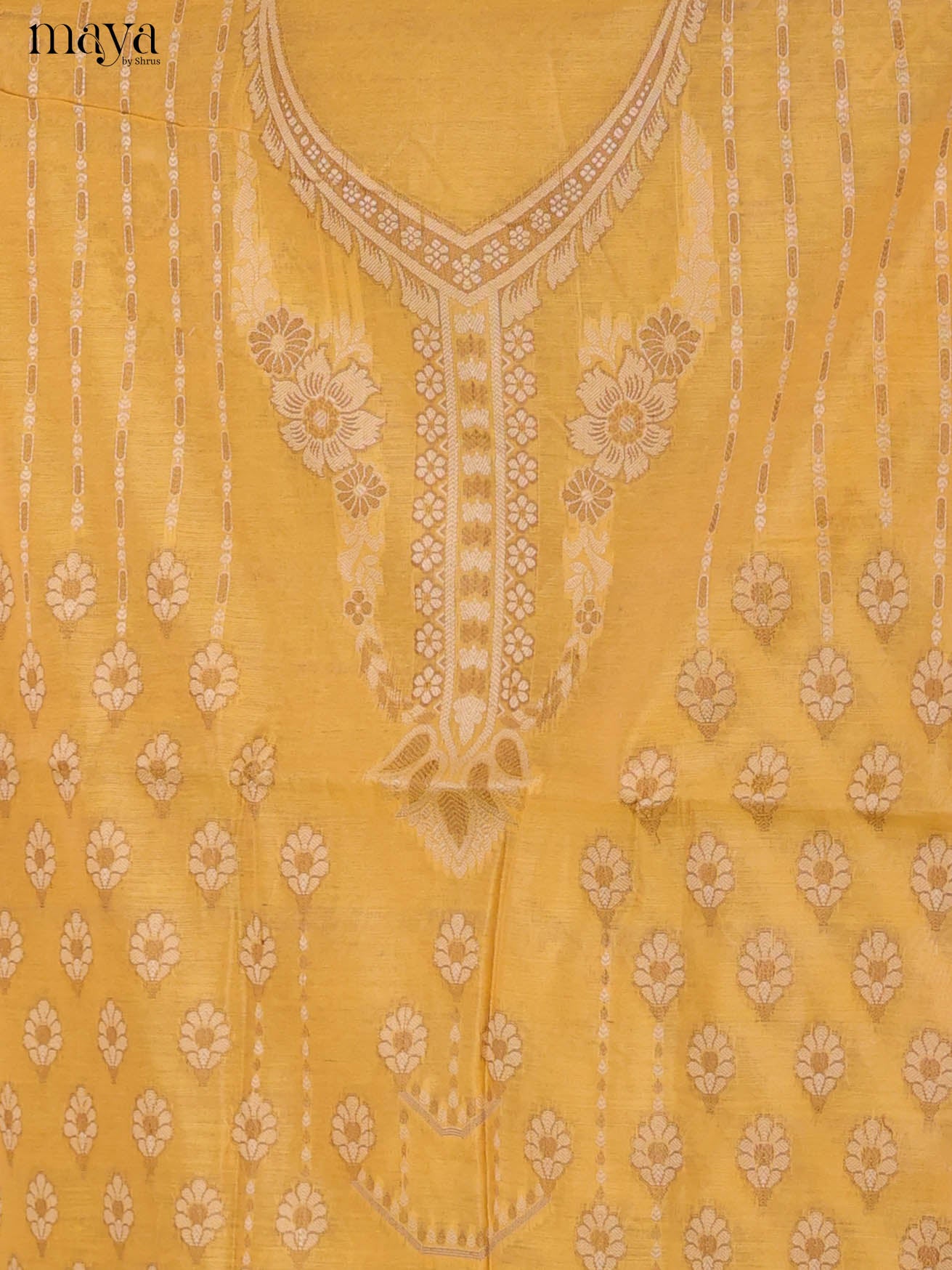 Luxurious Yellow Semi Tussar Salwar Suit Material With Zari Dupatta