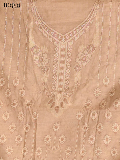 Graceful Cream Self Designed Semi Tussar Salwar Suit Material