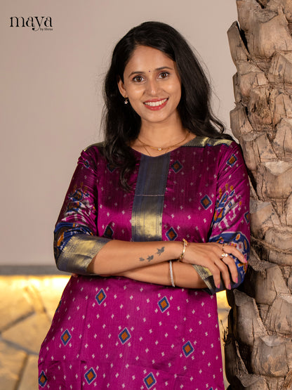 Striking Purple Patola Print Kurti with Silk Zari Border