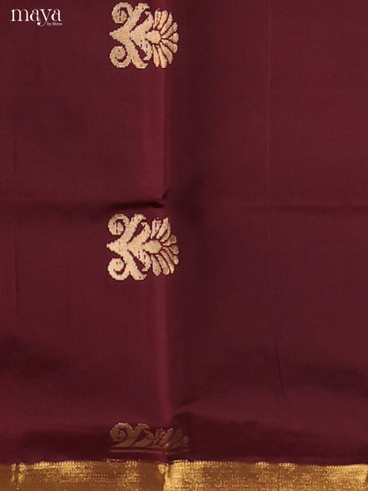 Pretty Maroon Semi Soft Silk Salwar Suit With Mauve Dupatta & Zari Border