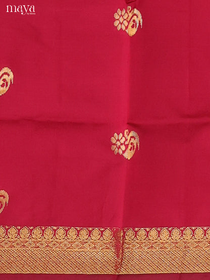 Beautiful Red Semi Soft Silk Salwar Suit With Navy Blue Dupatta & Zari Border