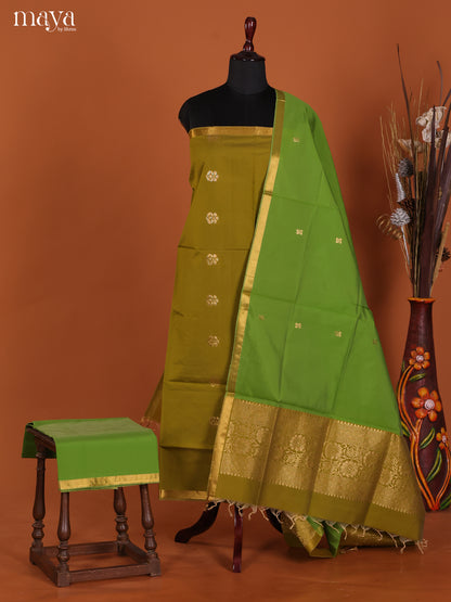 Radiant Mehendhi Green Semi Soft Silk Salwar Suit With Light Green Dupatta