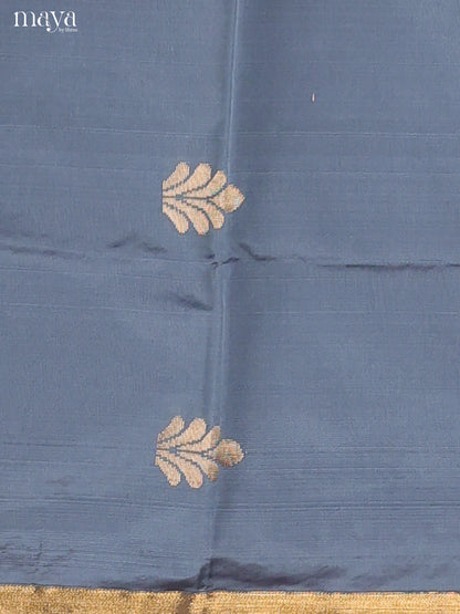 Adorable Grey Semi Soft Silk Salwar Suit With Maroon Dupatta & Zari Border