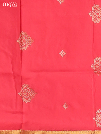 Radiant Reddish Pink Semi Soft Silk Salwar Suit With Blue Dupatta