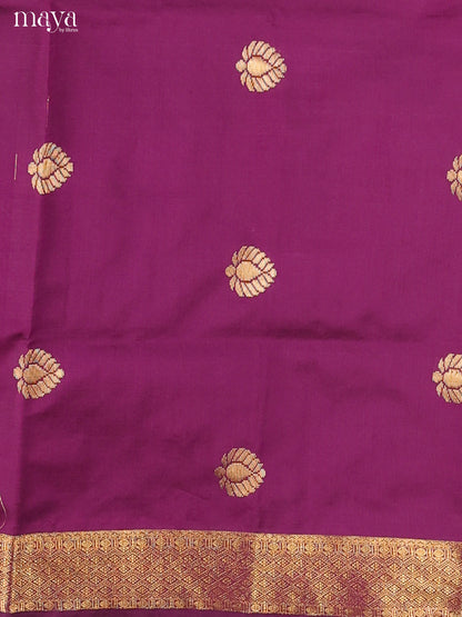 Majestic Purple Semi Soft Silk Material With Zari Buttas & Sky Blue Dupatta