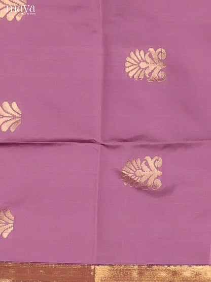 Pretty Lavender Semi Soft Silk Salwar Suit With Peacock Blue Dupatta