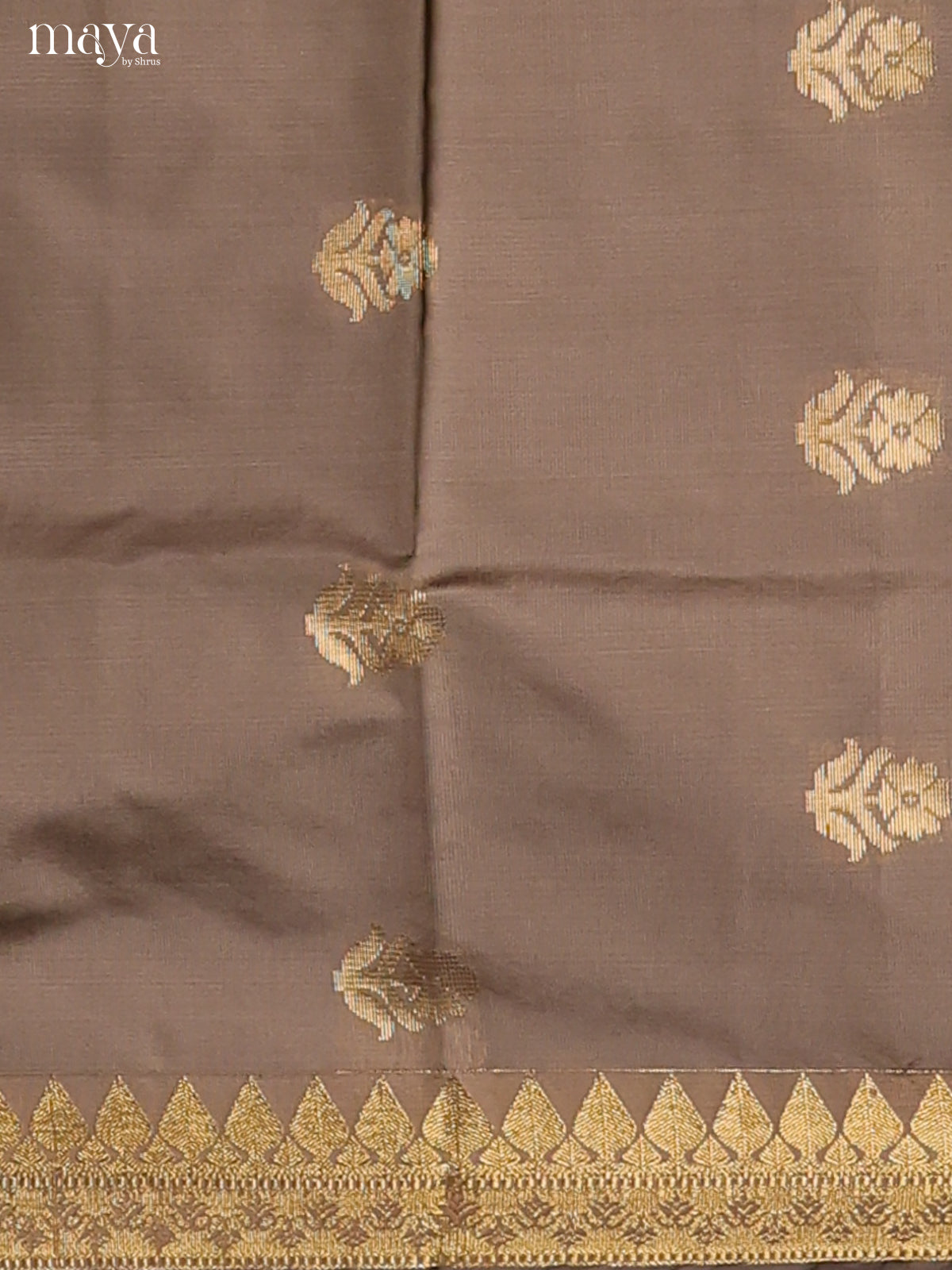 Beautiful Grey Semi Soft Silk Salwar Suit With Navy Blue Dupatta & Zari Border