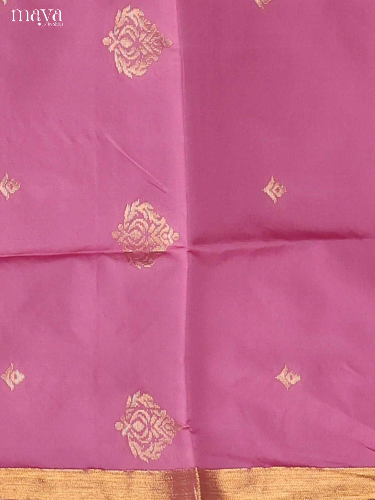 Pretty Pink Semi Silk Salwar Suit With Floral Buttis & Blue Dupatta