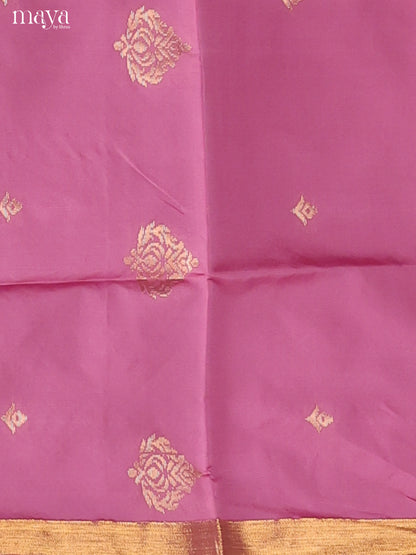 Pretty Pink Semi Silk Salwar Suit With Floral Buttis & Blue Dupatta