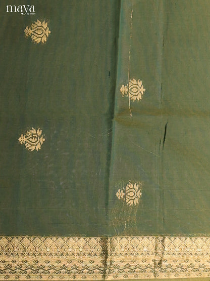 green & Mambazha Yellow-Semi silkcotton salwar unstitch