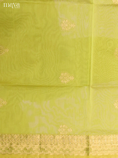 Light Green & Orange-Semi silkcotton salwar unstitch