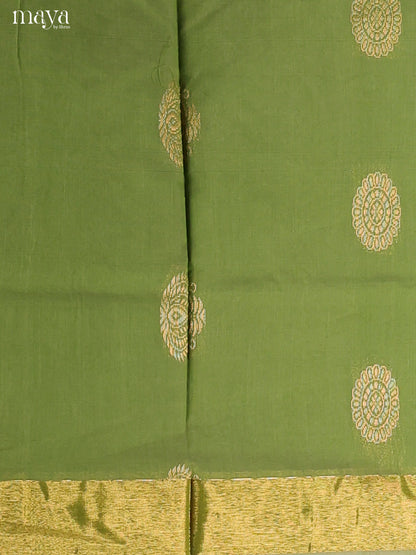 Green & Pink -Semi silkcotton salwar unstitch