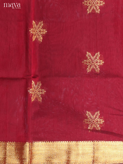 Maroon  & Blue-Semi silkcotton salwar unstitch