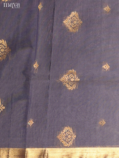 Grey & Green-Semi silkcotton salwar unstitch