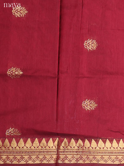 Maroon & Green-Semi silkcotton salwar unstitch