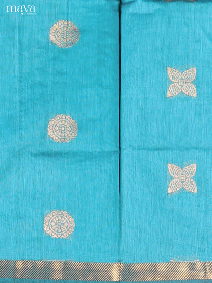Blue & Maroon -Semi silkcotton salwar unstitch