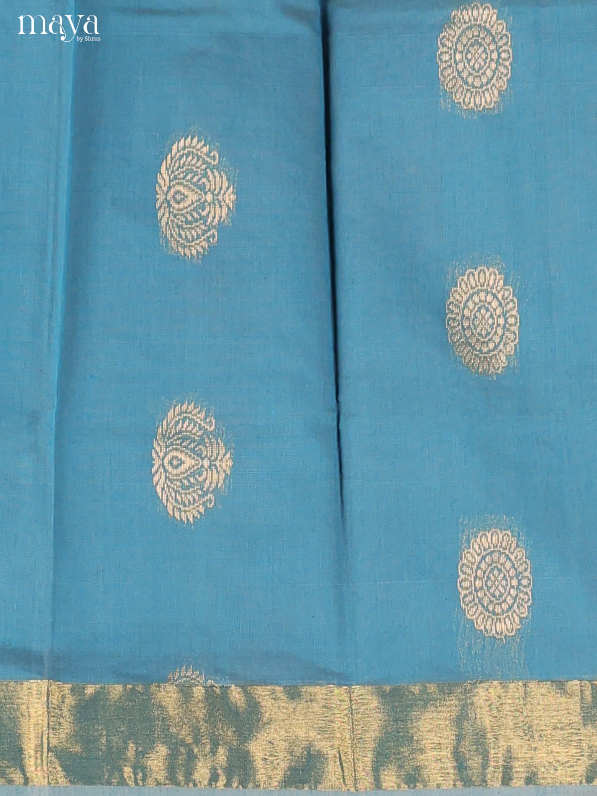Blue & Peachish Pink -Semi silkcotton salwar unstitch