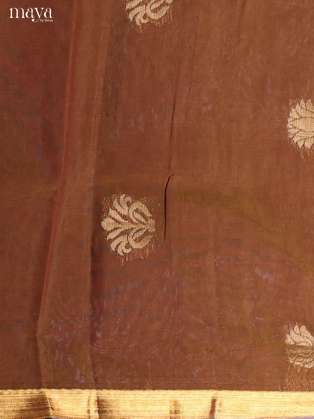 Brown & Orange-Semi silkcotton salwar unstitch