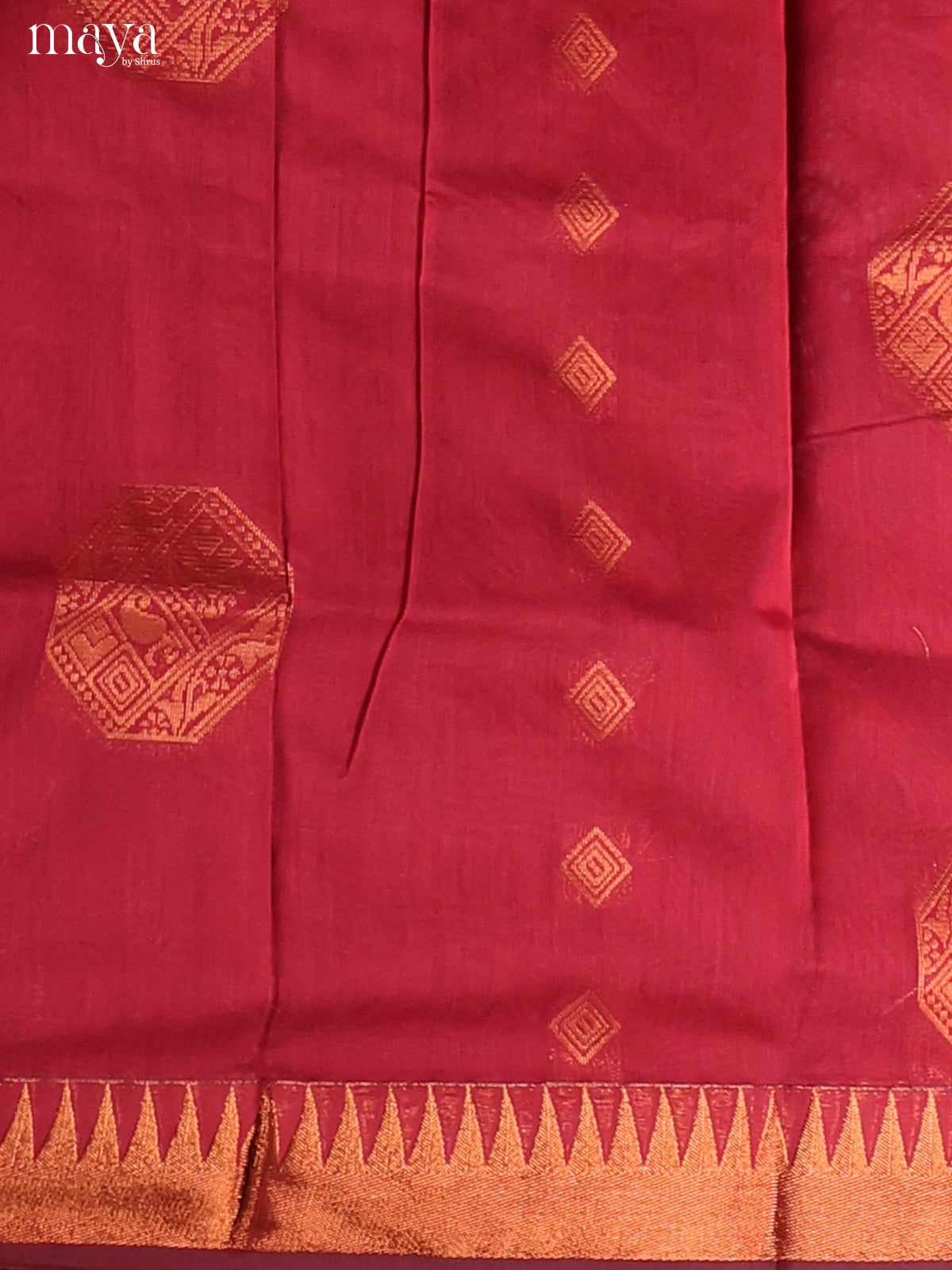 Red & Blue-Semi silkcotton salwar unstitch