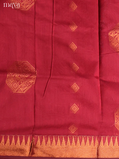 Red & Blue-Semi silkcotton salwar unstitch