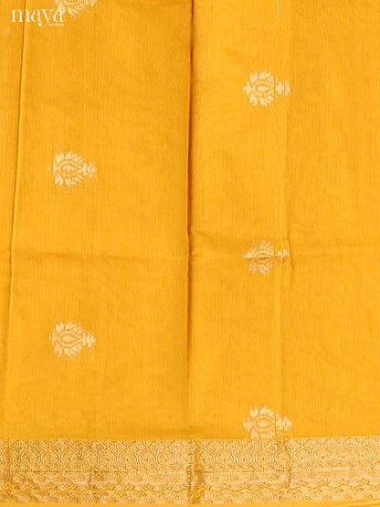 Yellow & Green-Semi silkcotton salwar unstitch