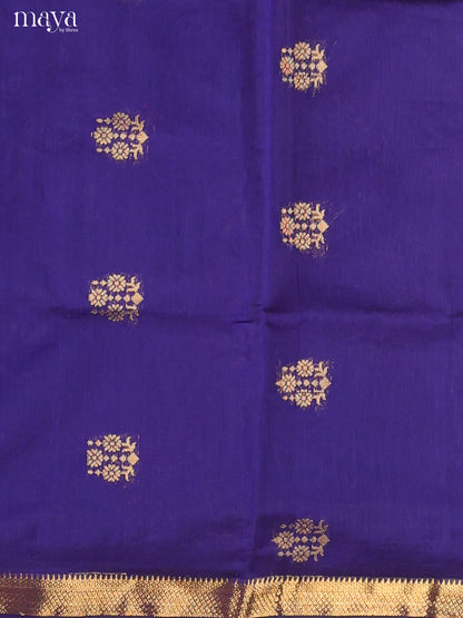 Blue & Maroon-Semi silkcotton salwar unstitch
