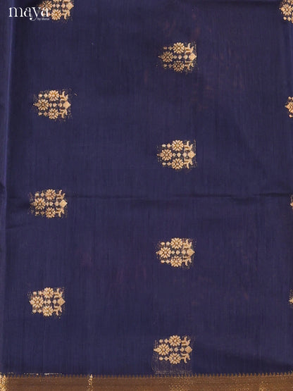 Blue & Maroon-Semi silkcotton salwar unstitch