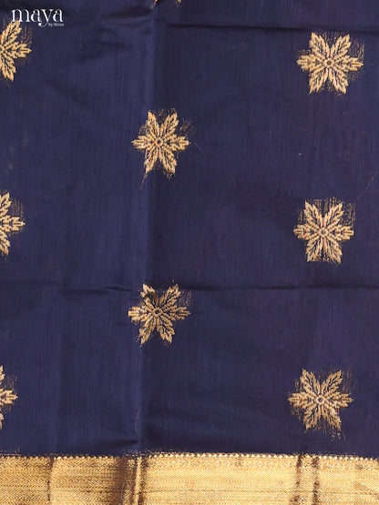 Blue & Brown -Semi silkcotton salwar unstitch