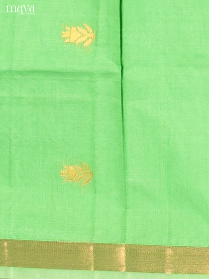 Pista Green & Pink-Semi silkcotton salwar unstitch
