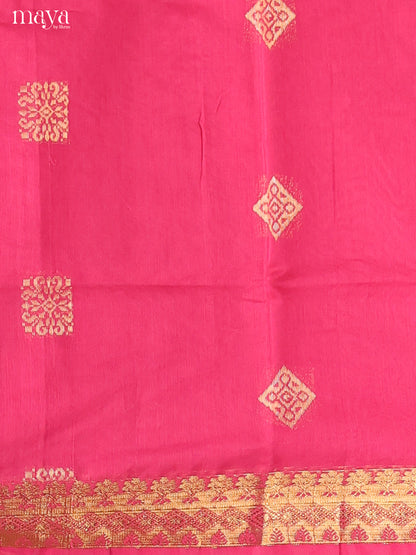 Pink & Blue-Semi silkcotton salwar unstitch