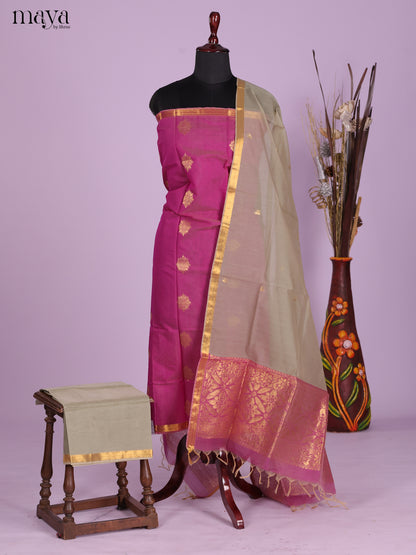 Purple & Grey-Semi silkcotton salwar unstitch
