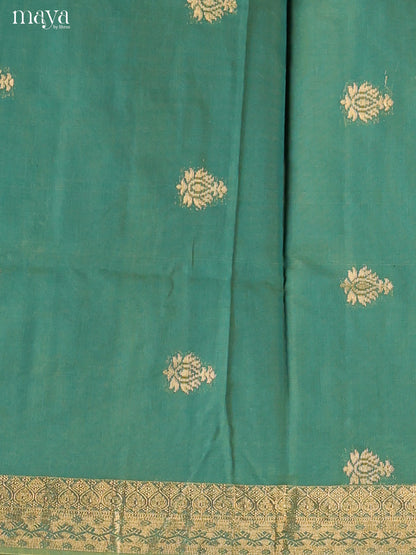 Green & Orangish Pink-Semi silkcotton salwar unstitch