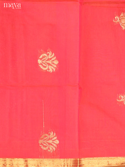 Orangish Pink & Mehandi-Semi silkcotton salwar unstitch