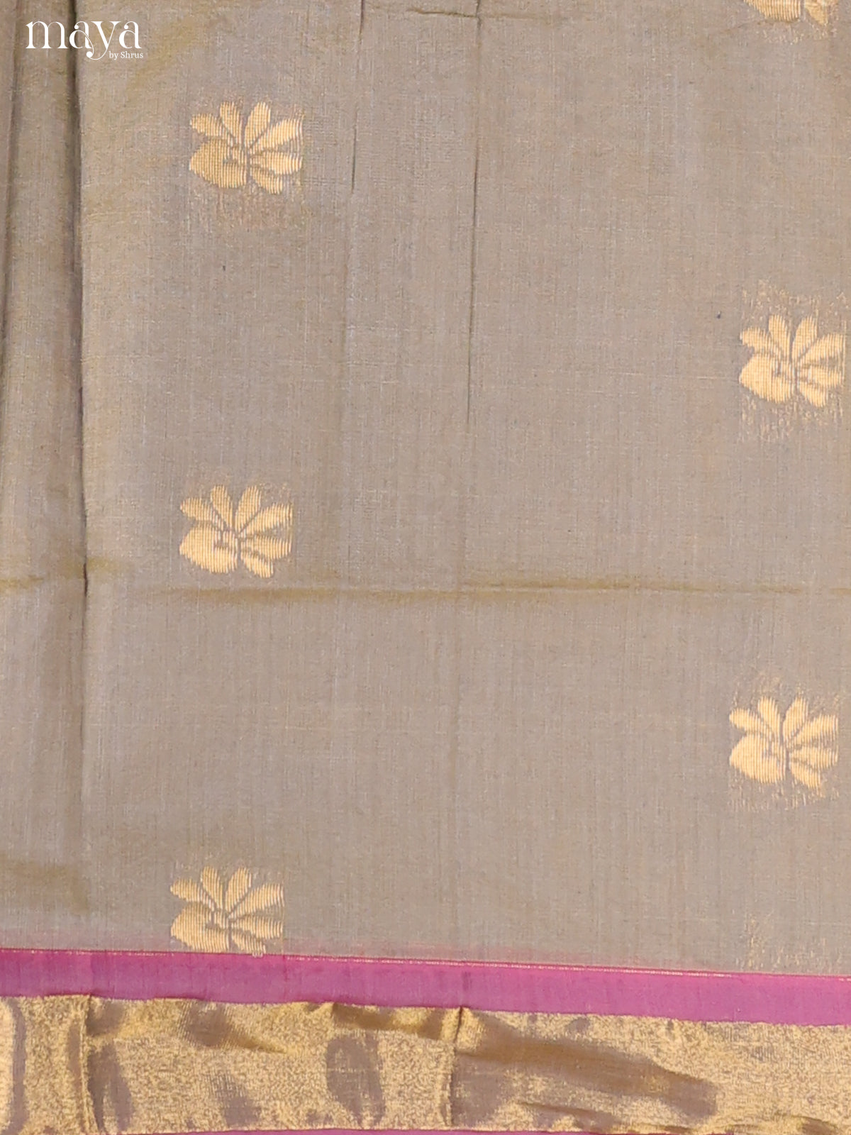 Grey & Orange-Semi silkcotton salwar unstitch