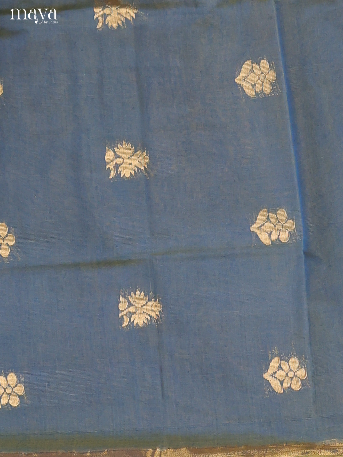 Blue & Lime Green-Semi silkcotton salwar unstitch