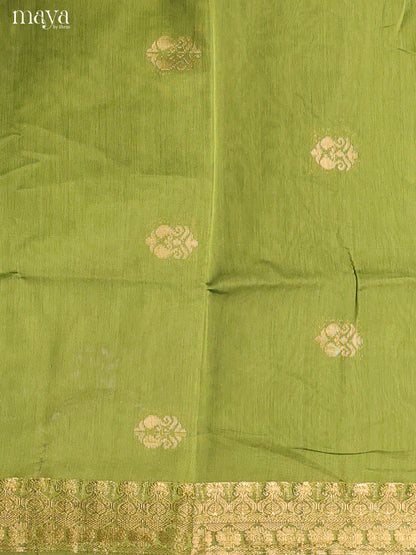 Green & Purple-Semi silkcotton salwar unstitch